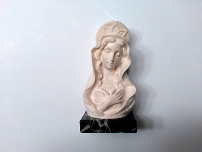 Gino Ruggeri 50s Madonna Virgin Mary Figurine Italy Sculpture Marble Base