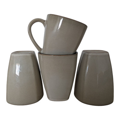 Better Homes Gardens Stoneware Coffee Mugs Set of 4 Round to Square Taper Cups