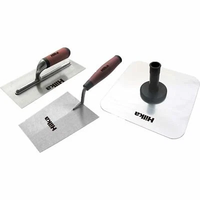 Hilka Steel Plastering Trowel & Aluminium Hawk, Plasterer Tools Sets Soft Grip