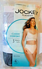 Jockey Classics 3 French Cuts white elastic waistband size 10 blue geometric mix