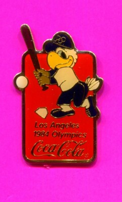1984 OLYMPIC PIN COCA COLA L.A. DODGERS STADIUM SAM EAGLE BASEBALL PIN
