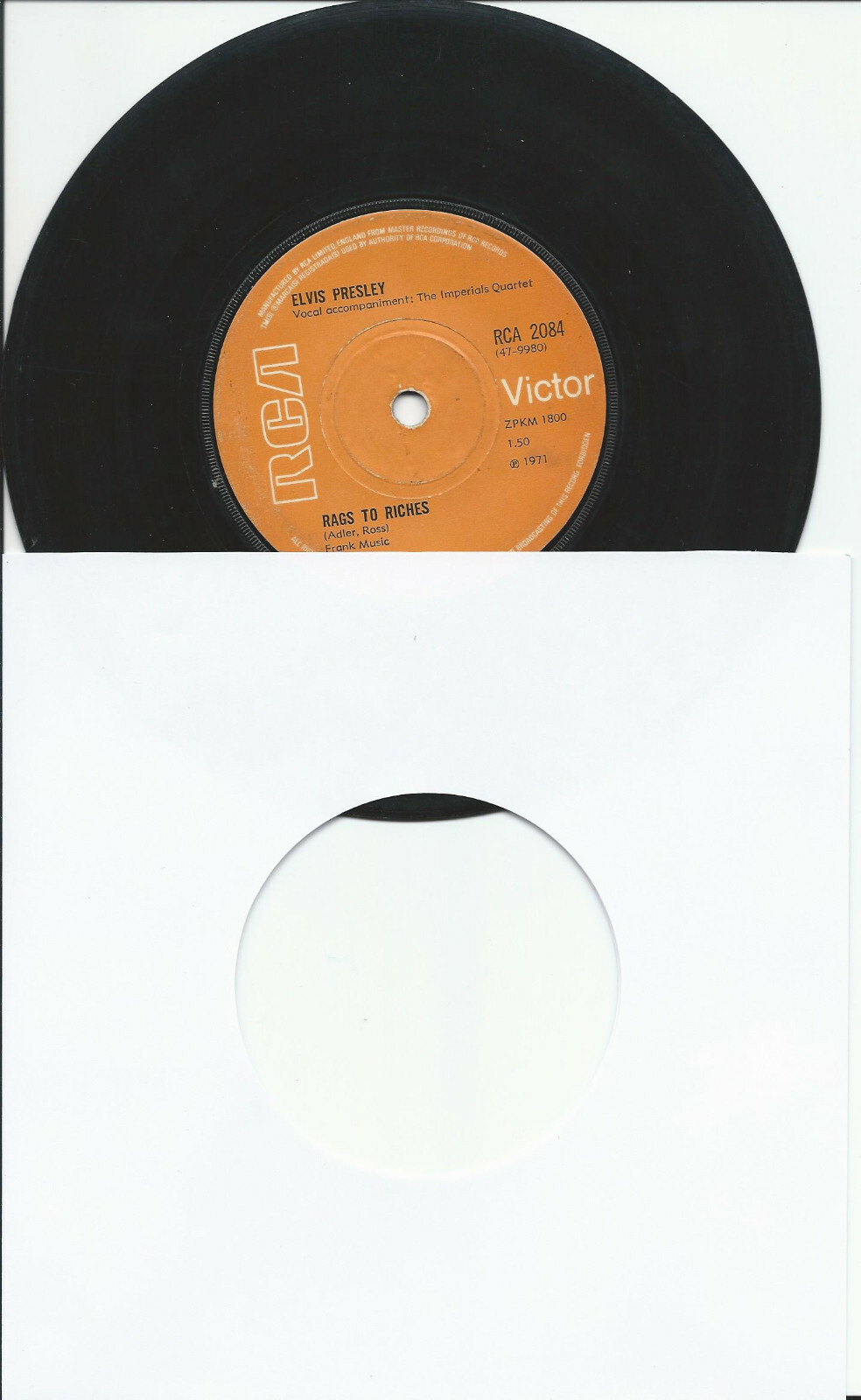 ELVIS PRESLEY - Rags To Riches / Where Did They Go Lord 7" vinyl