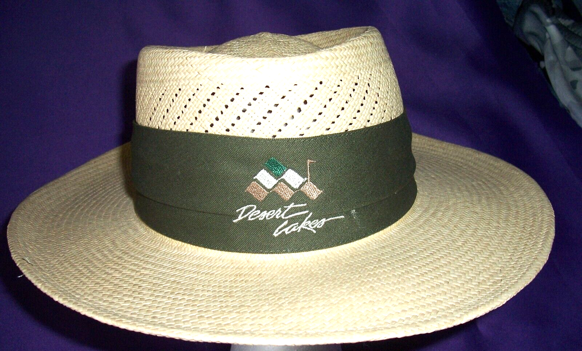 UNIHAT BY TEXACE VTG STRAW GOLF HAT DESERT LAKES REMOVEABLE 