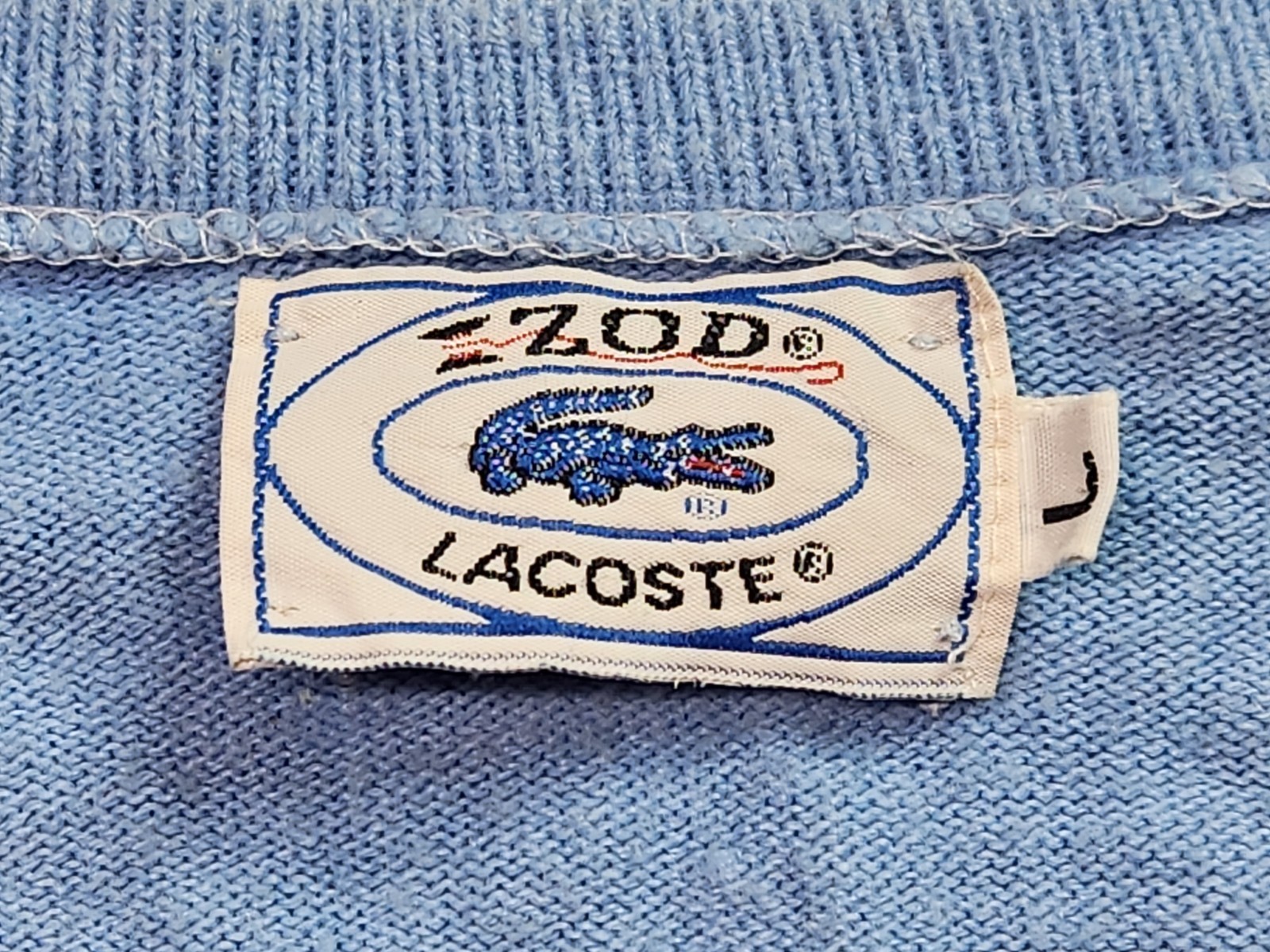 Vintage 80's Izod Lacoste Pullover Light Blue Sweater Size Large  thumbnail 2