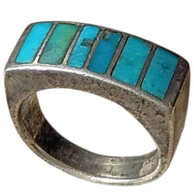 CHANNELS OF Royston TURQUOISE VINTAGE NAVAJO STERLING SILVER RINGsz9