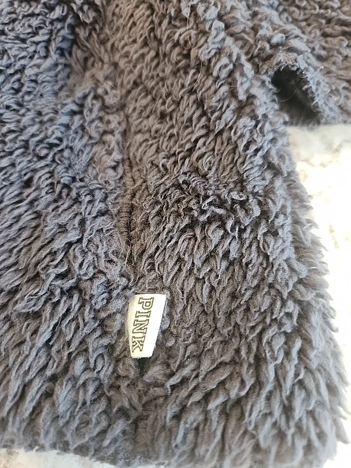 ROSA Victoria’s Secret Sherpa Chaqueta Cárdigan Abierto Gris Con Capucha Talla M/L Foto 2 de 4