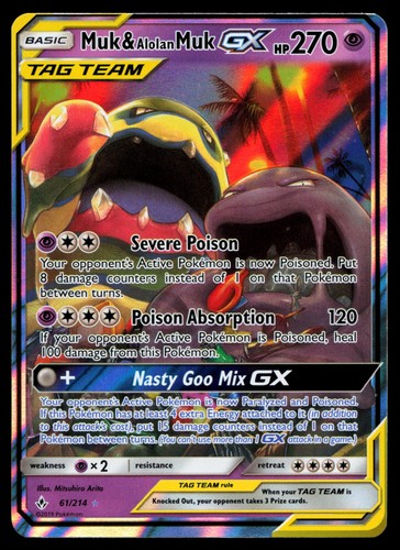 Muk & Alolan Muk GX 61/214 Unbroken Bonds Holo Pokemon Card