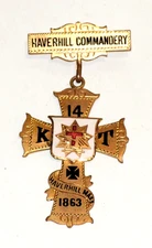 Vintage Knights Templar Pin Haverhill MA Commandery Engraved C.W. Shellene 1960