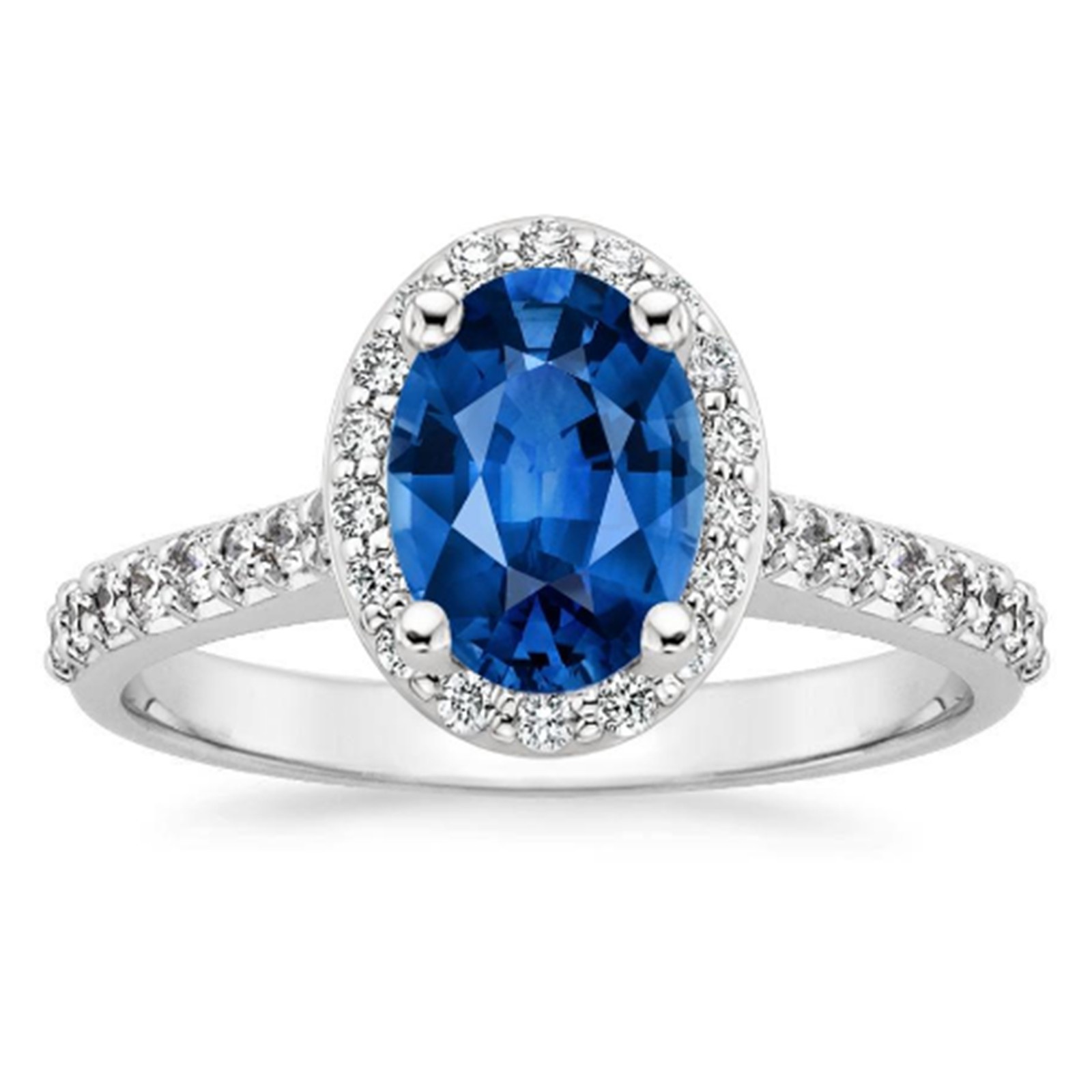 1.95 Ct Oval Cut Natural Sapphire Diamond Wedding Ring 14K White Gold Size 6