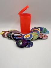 Vintage 90s Pogs Mixed Designs about 50 Pieces slammer Canisters