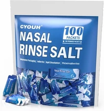 100PCS Vacuum-Packed Salt Saline Packets Sinus Nasal Rinse for Neti Pot, Individ