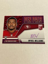 2025 DONRUSS ELITE MYKEL WILLIAMS PEN PALS PURPLE ON CARD ROOKIE AUTO 49ERS TN2