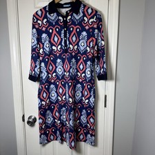 J. McLaughlin Shift Dress Elana Catalina Cloth Sz Medium Pockets Ikat