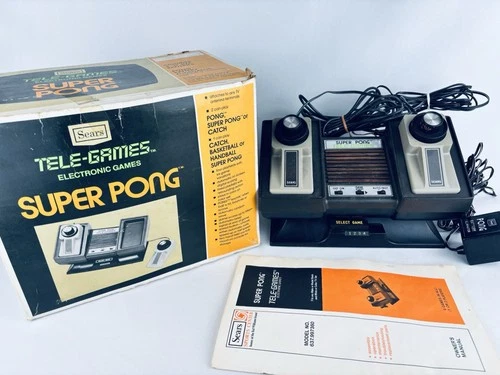 Vintage Sears Tele-Games Atari Super Pong Untested in Original Box & Manual