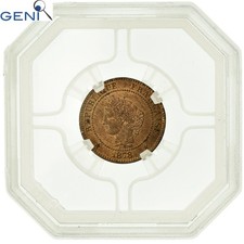 Coin, France, 2 Centimes, 1878, Bordeaux, GENI, MS64RB, Bronze, Graded