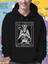 Men's Gothic Occult Baphomet Hooded Sweatshirt - As Above So Below Design with P
