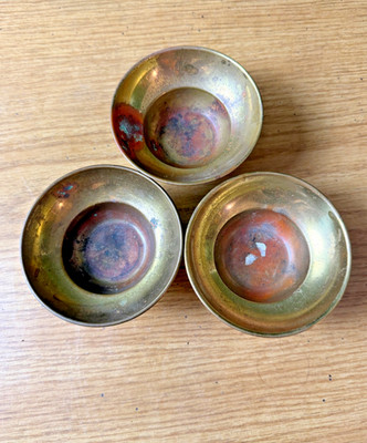 Antique Solid Brass Finger Bowls Set of 3 Ball Feet England Trinket Dishes