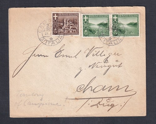 SUIZA CAMPIONE D’ITALIA 1944 Fr 0.05 PAR Y 0.10 Fr EDICIONES CUBIERTA A CHAM