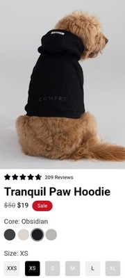 Comfrt Tranquil Paw Hoodie Size XS. - Black