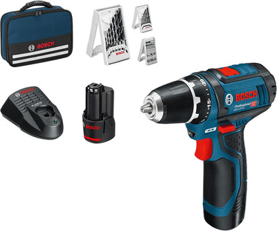 Bosch Professional GSR 12V-15 Bohrschrauber 12V 2x2.0Ah Tasche 39 Zubehör