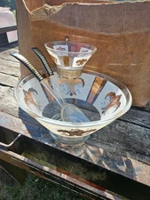 vintage chip and dip bowl set with the matching spoons