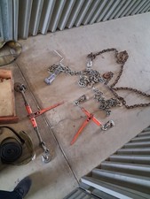 Lot of Load Binders and Chains with Hooks Orange Ratchet Style