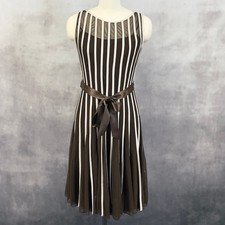 Xscape Striped Mesh Cocktail Dress Women Size 10 Flowy Sheer Evening Whimsy