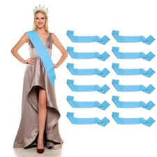 Satin Sash, Blank Sash Pageant Ribbon for Party Wedding 12 Pack  Light Blue