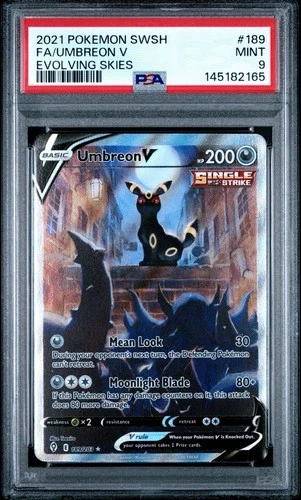 Pokemon Evolving Skies Umbreon V 189/203 Alternative Art Alt Holo Foil PSA 9
