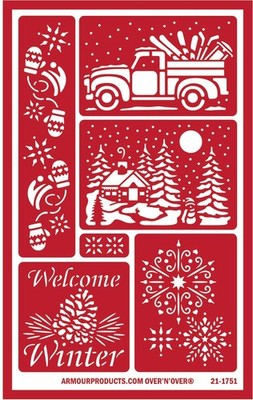 Armour Reusable Over n Over Glass Etching Stencil -   Welcome Winter