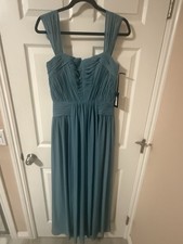 Vera Wang Sleeveless Ruched Chiffon Formal Gown Dress - Muted Teal - Size 6 NWT