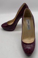 Jimmy Choo Women Purple Reptile Embossed Mini Platform High Heel Pump sz 36 us 6