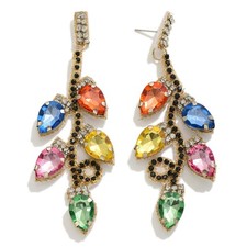 Christmas Light Rhinestone Statement Drop Earrings Multicolor