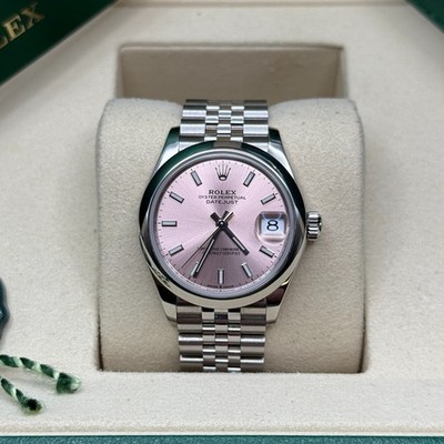 Rolex Datejust 31 Pink Index Dial Stainless Steel Smooth Bezel Jubilee Bracelet