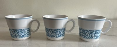 Set Of 3 Noritake Milner 9025 Progression Turquoise Coffee Mug Tea Cup 