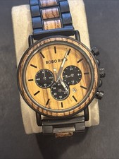 O95 BOBO BIRD Chronograph Wood Watch Mens 44m...