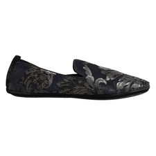 DOLCE & GABBANA Shoes Black Jacquard Leather Slip On Loafers EU44 / US11 1350usd