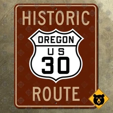 Oregon Historic US route 30 highway road sign Biggs-Rufus Spanish Hollow 9x12