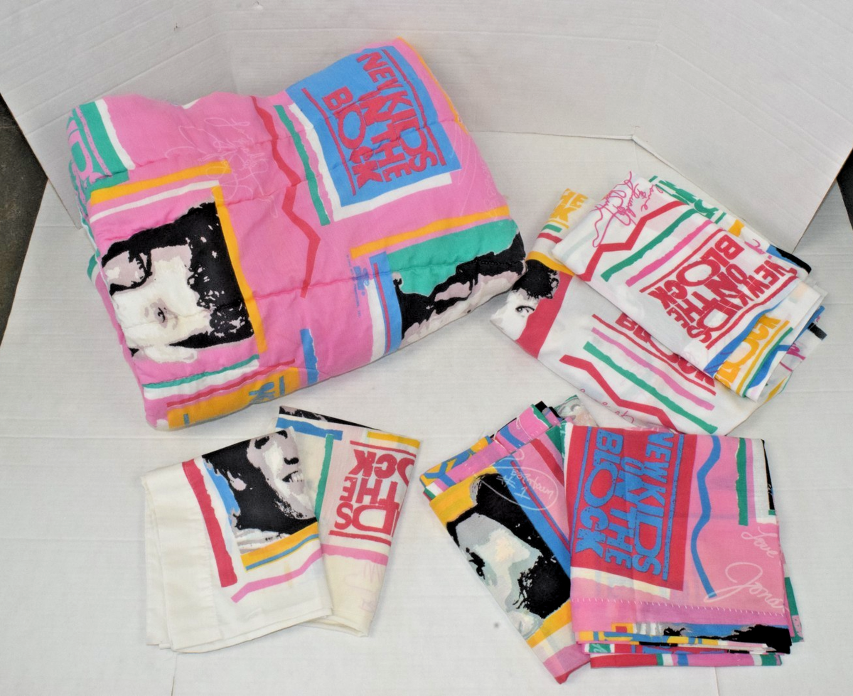 Vintage Bedroom Linen 7 Piece Set 1990 New Kids Block Curtains