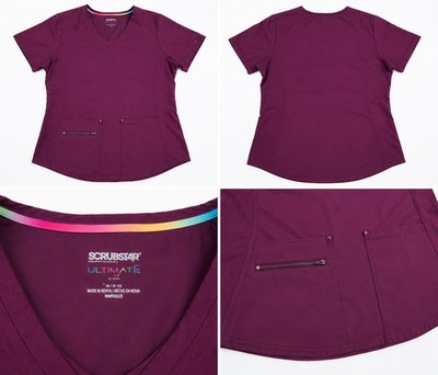 Scrubstar NEW Woman's Solid scrub Top Ethical size M~Sweet Sangria