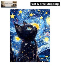 DIY 5D Diamond Painting Kits, Black Cat Diamond Art Kits for Adults, Full Dri...