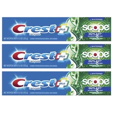 3 Pack Crest Plus Scope Outlast Complete Whitening Toothpaste, Mint, 5.4 oz