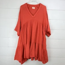 9 Seed Resort Women M/L Dahlia Gauze Tiered V-Neck Mini Dress Marbella