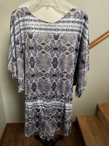 RACHEL BY RACHEL ROY-BOHO COVER UP/ROMPER-PYTHON PRINT-DOLMAN SLVS W/SLITS-M-NWT - Picture 7 of 8