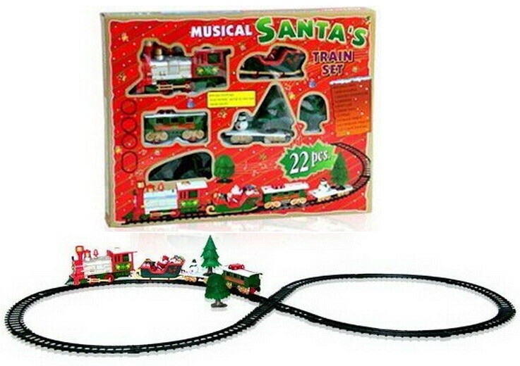 SANTA CHRISTMAS TREE TRAIN TRACK SET DECORATION LIGHTS AND SOUND XMAS