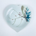 Vintage Japan Heart Porcelain Dish Hand-Painted Abstract Floral Bamboo Valentine