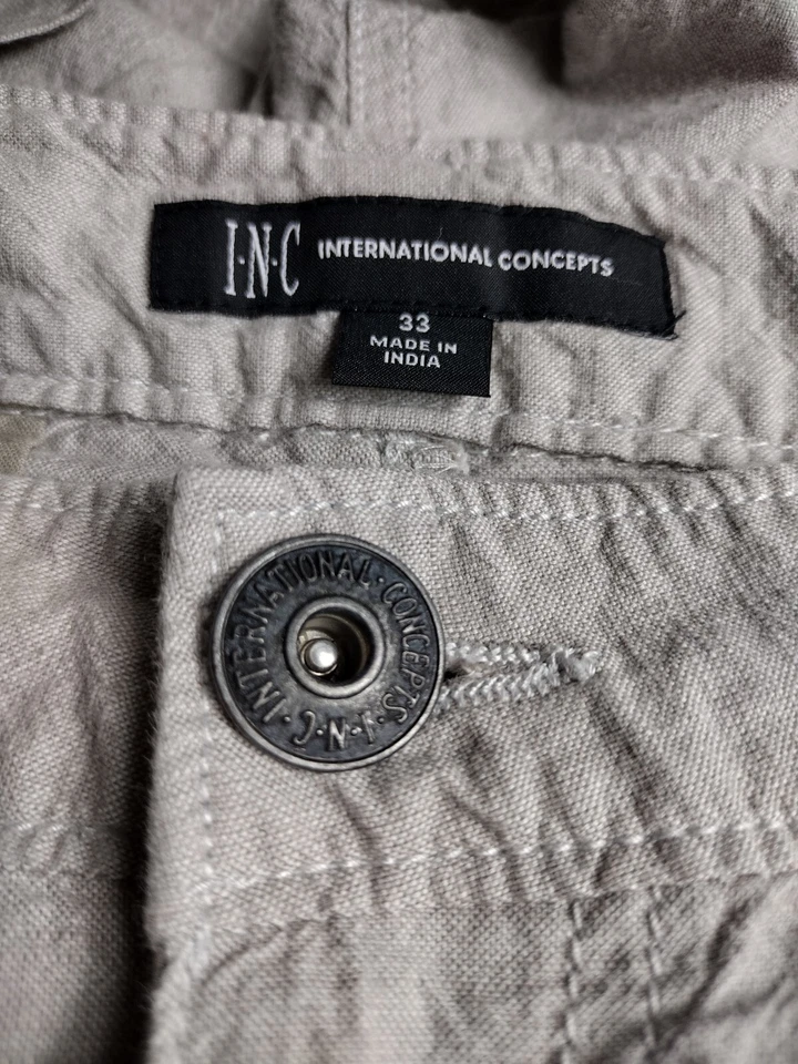 Шорты мужские International Concepts размер 33 (35) плоские спереди бежевые китайские хаки - Изображение 3 из 4