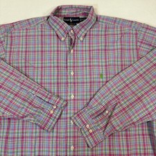 Ralph Lauren Shirt Men XL Classic Fit Plaid Long Sleeve Button Up VTG