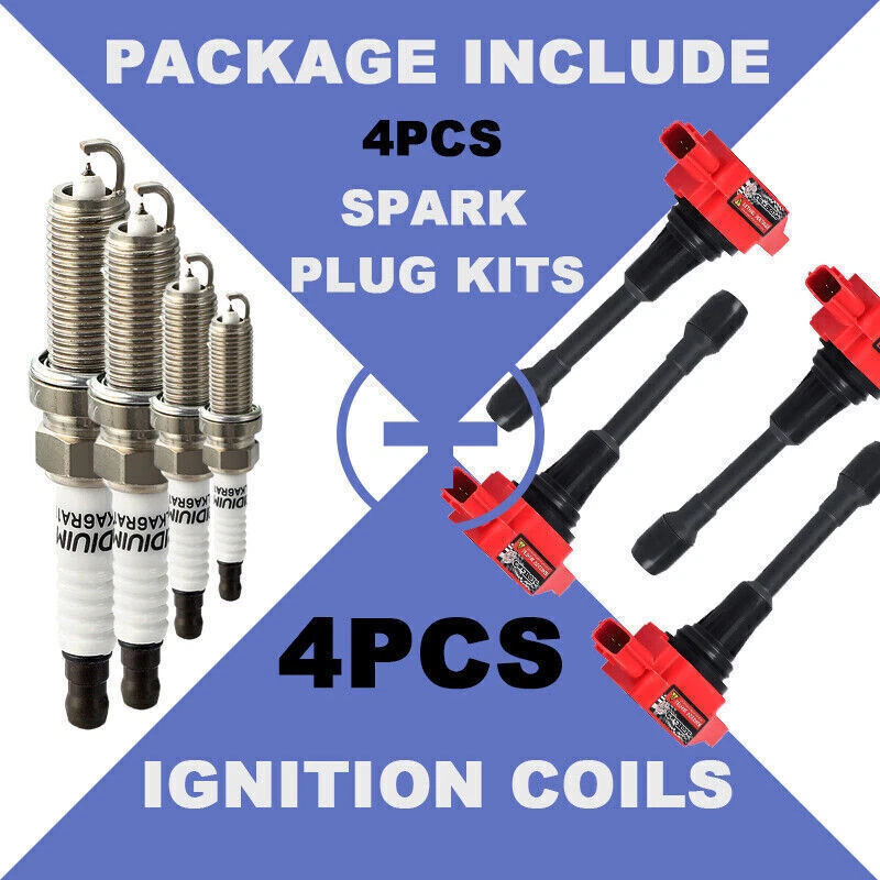 4pcs Ignition Coil + 4pcs Spark Plug Kit for 2009-2019 Nissan Versa Note L4 1.6L - Image 2 of 4
