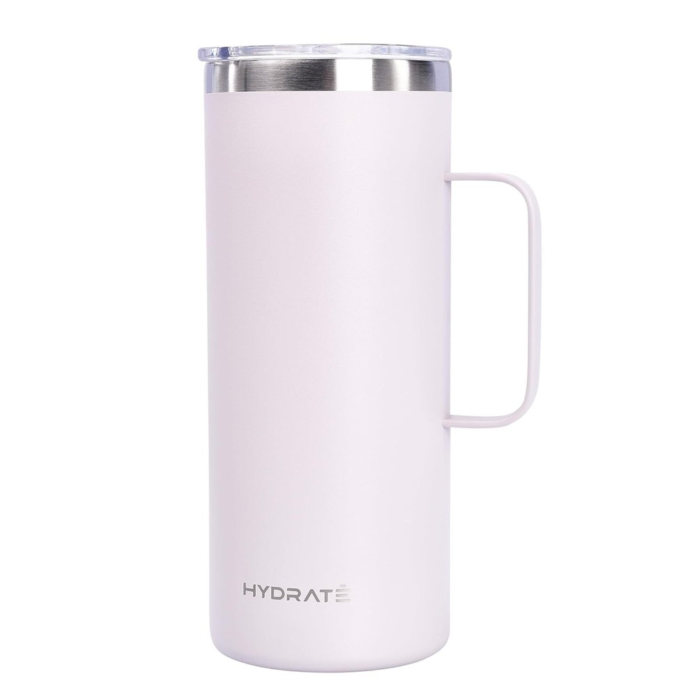 32oz Light Gray Stainless Steel Tumbler with Handle for Coffee and Travel Use